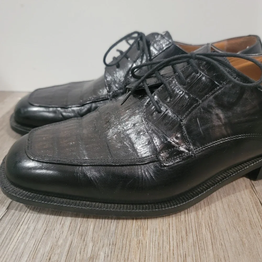 Caporicci Mens Crocodile Leather Dress Shoes Size‎ 10 Business Formal Oxford